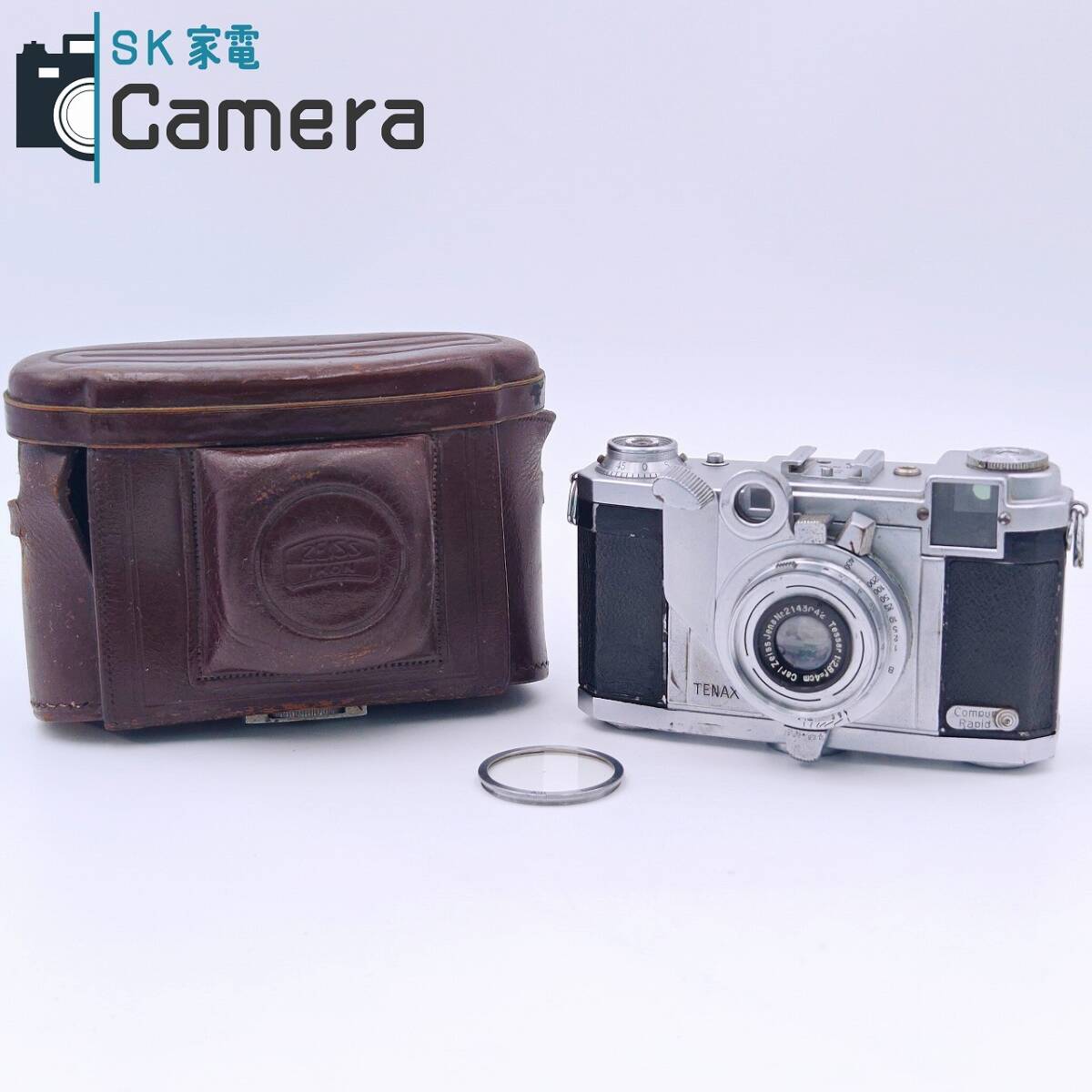 【中古】 ZEISS IKON TENAX II Carl Zeiss Jena Tessar 4cm F2.8 ツァイスイコン テナックス 革ケース付 スクエアフォーマット