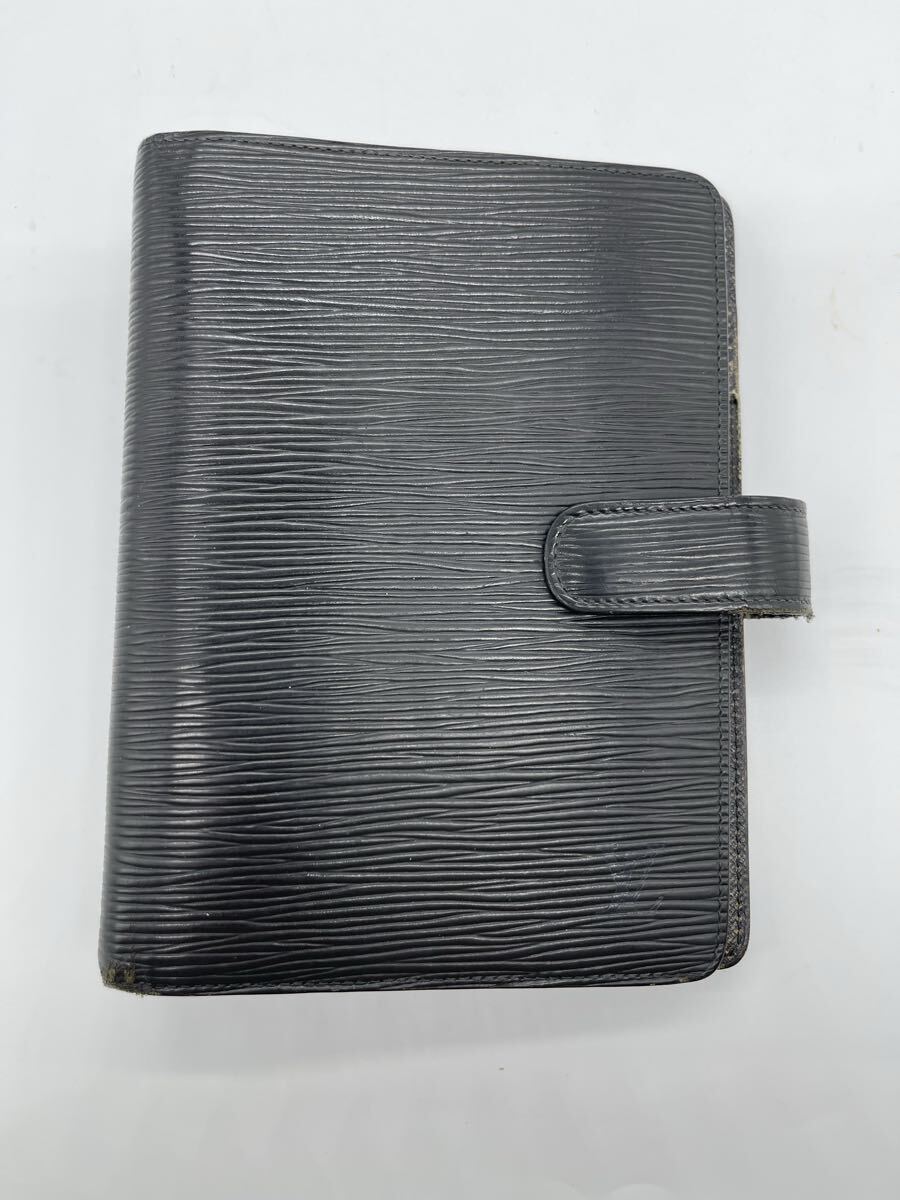 1円スタート Louis Vuitton ルイヴィトン エピ 手帳カバー アジェンダMM ブラック 6穴式 破れあり 現状品