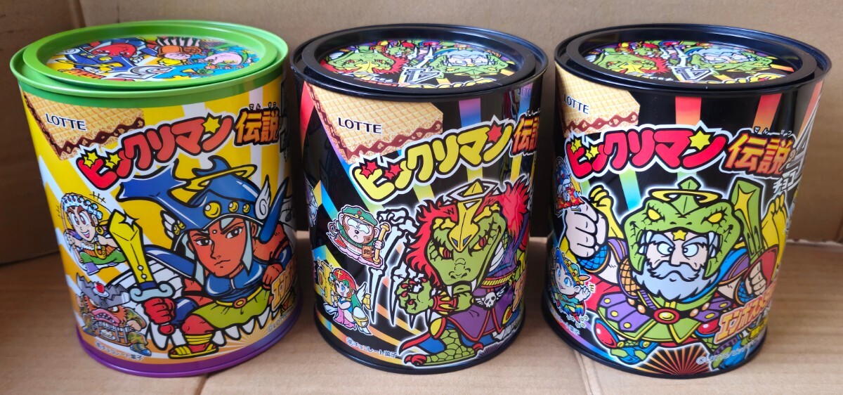 ビックリマン伝説 ねんりん缶 3個 空缶　シール ロッテ　ブラックゼウス　ヘラクライスト
