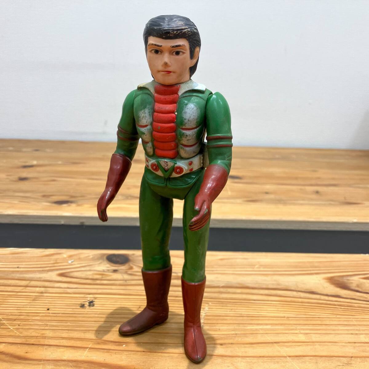 6-56【鴇】 旧バンダイ 仮面ライダーV3 バンダイ フィギュア ソフビ 全長約21㎝ 石森プロ 毎日放送 東映 面取れ 当時物 中古 現状品