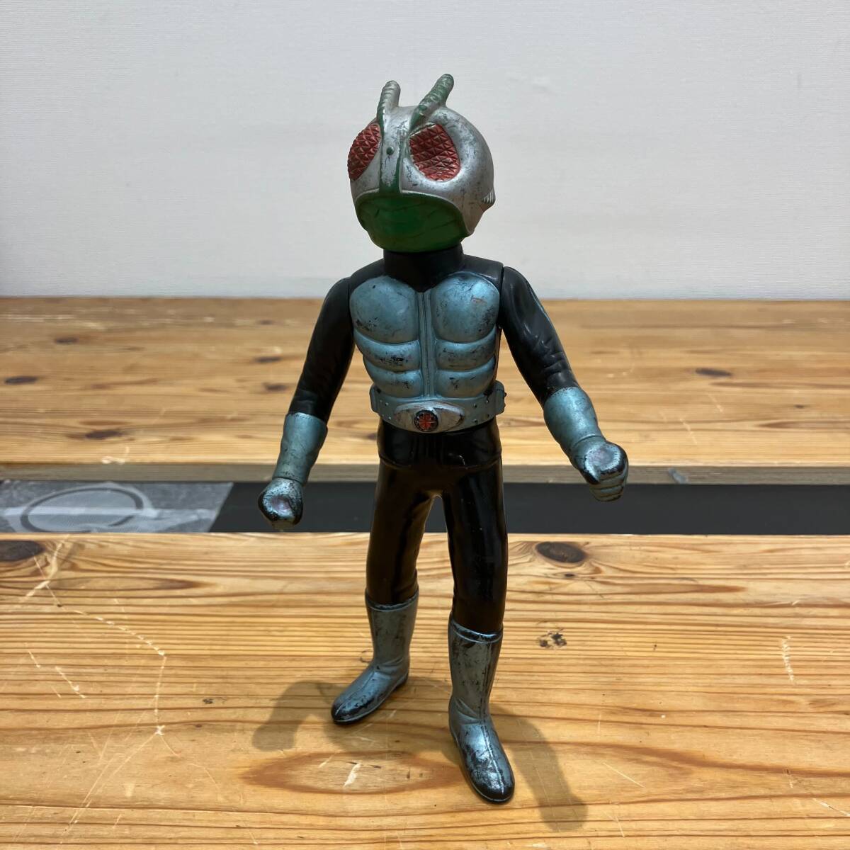 6-53【鴇】 仮面ライダー旧1号 バンダイ 石森プロ 毎日放送 東映 フィギュア ソフビ 全長約22cm 当時物 中古 現状品