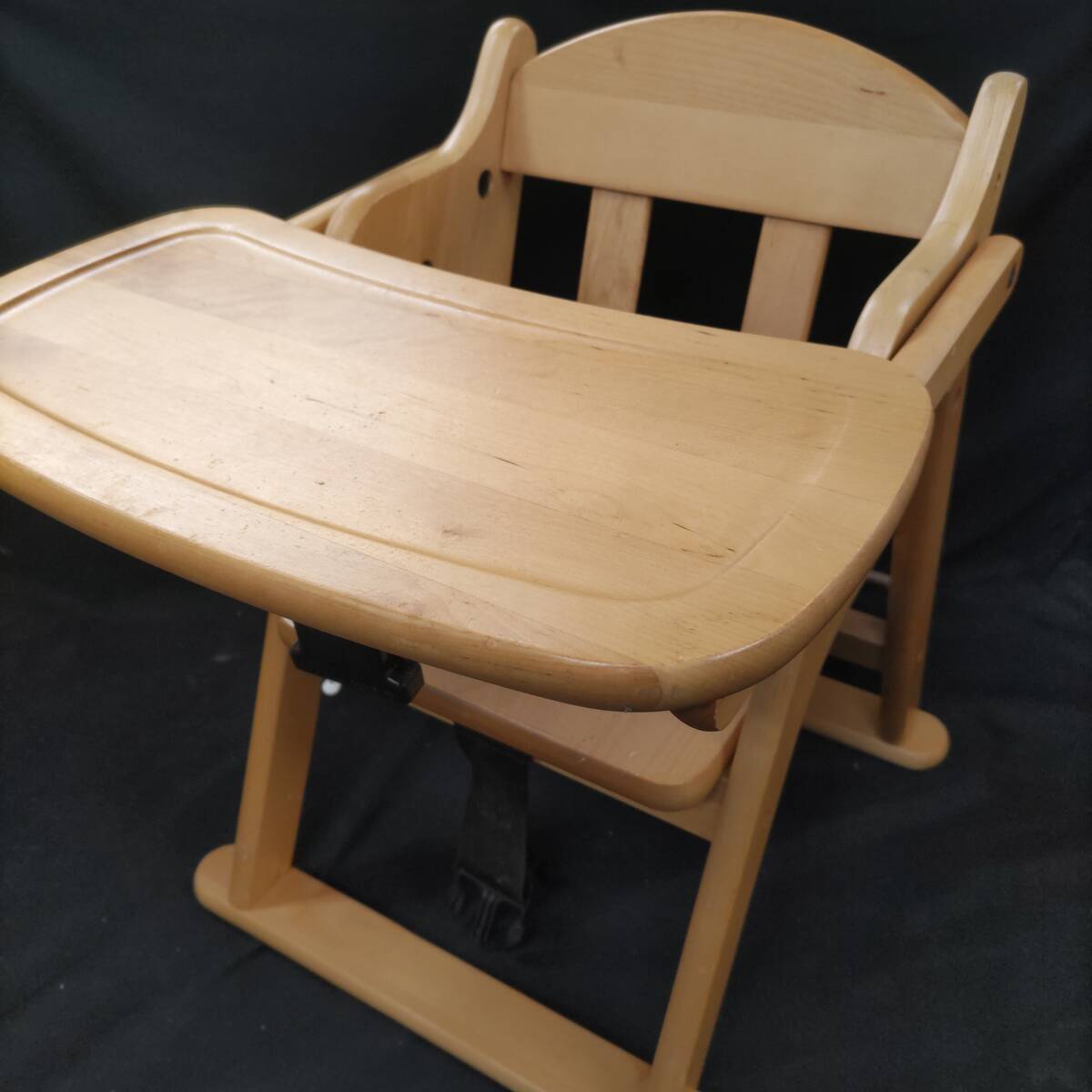 ◎澤田木工所◎木製 ローチェア テーブル・股ベルト付き 折りたたみ式 ベビーチェア 即発送