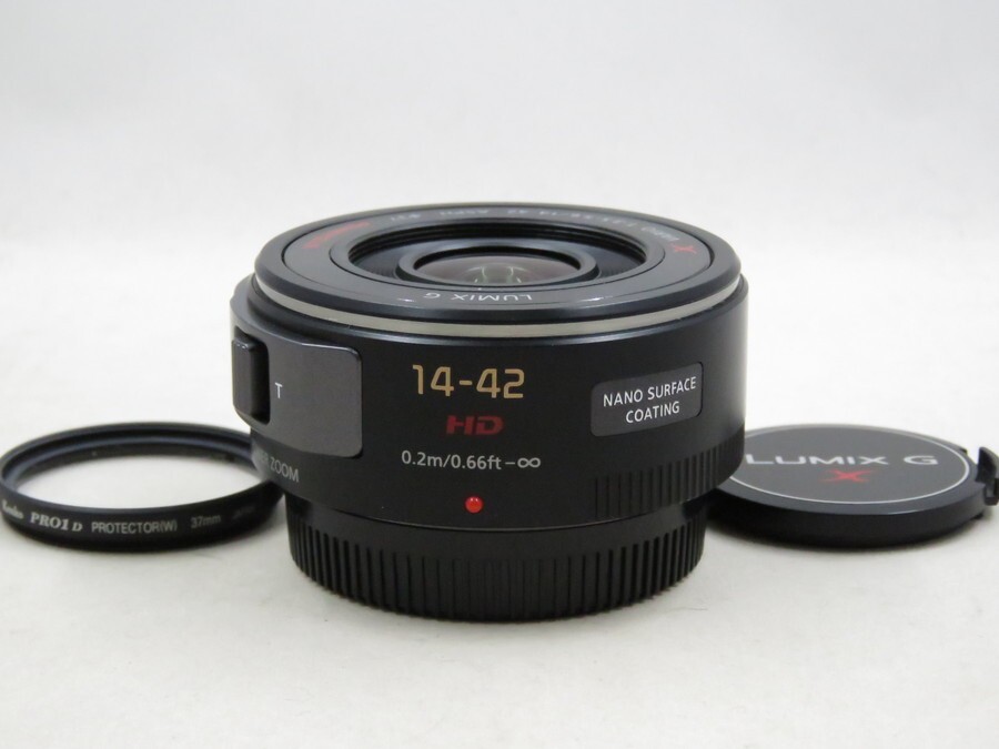 [23557W2]★ほぼ新品級★Panasonic LUMIX G X VARIO PZ 14-42mm F3.5-5.6 ASPH. POWER O.I.S. フィルター付き