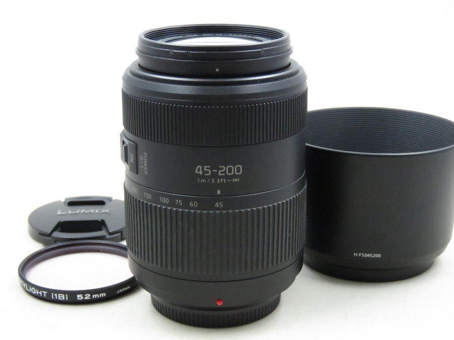 [23575W3]★新品同様★Panasonic LUMIX G VARIO 45-200mm F4-5.6 II POWER O.I.S. フィルター・フード付き