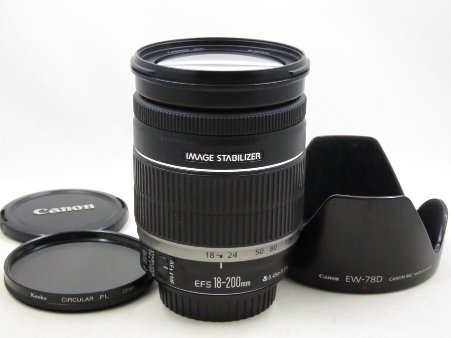 [23583Z5]★超極上美品★CANON EF-S 18-200mm F3.5-5.6 IS PLフィルター・フード付き