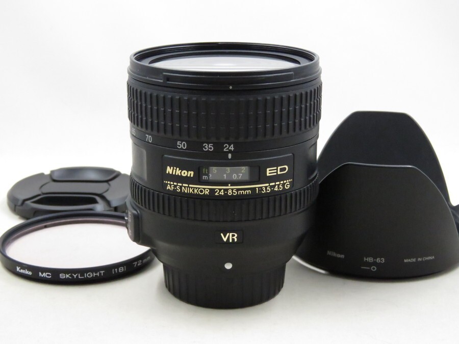 [23584W3]★超極上美品★NIKON AF-S NIKKOR 24-85mm F3.5-4.5 G ED VR フィルター・フード付き