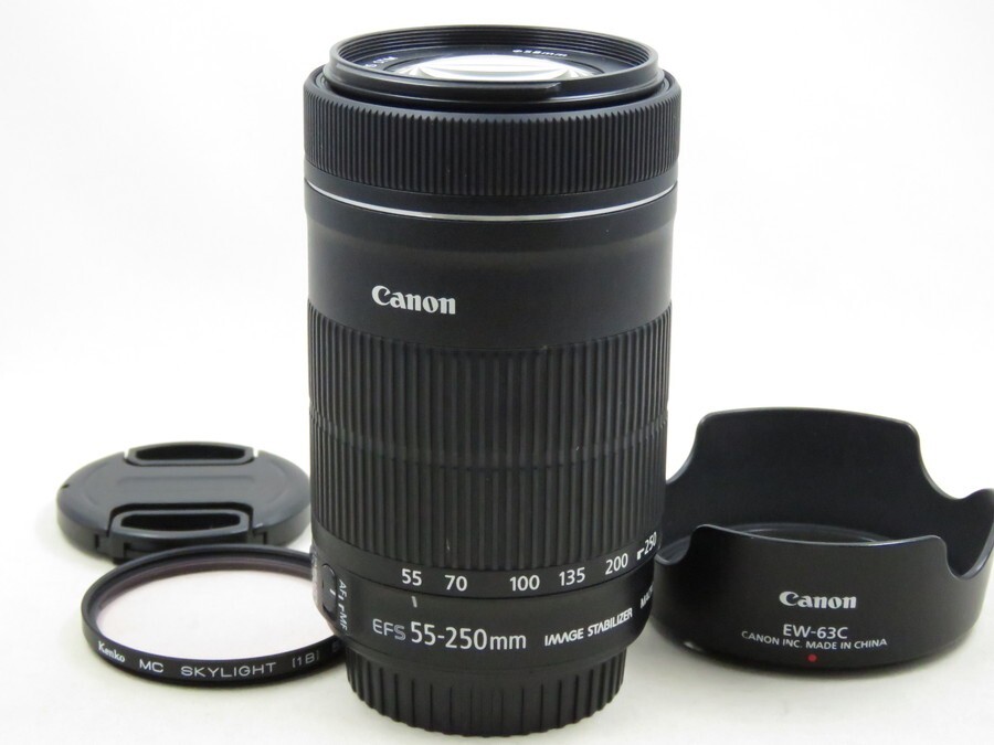[23587W4]★超極上美品★CANON EF-S 55-250mm F4-5.6 IS STM フィルター・フード付き