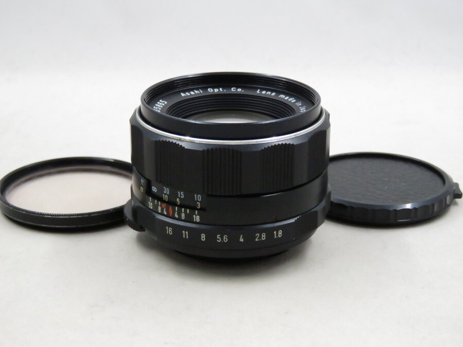 [23649Y2]★完動品★PENTAX Super-Multi-Coated Takumar 55mm F1.8 M42 後期 アトムレンズ フィルター付き