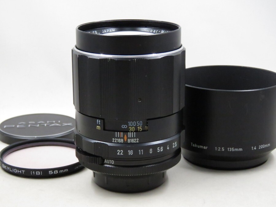 [23651W3]★超極上美品★PENTAX Super-Multi-Coated Takumar 135mm F2.5 M42 フィルター・フード付き