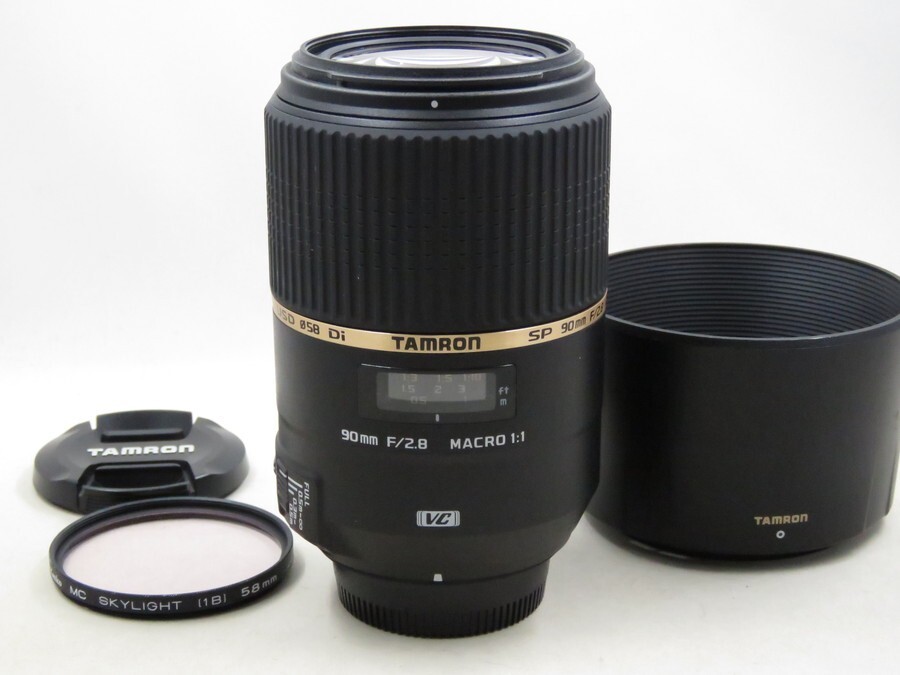 [23685V4]★新品級★TAMRON SP 90mm F2.8 Di MACRO 1:1 VC Nikon フィルター・フード付き