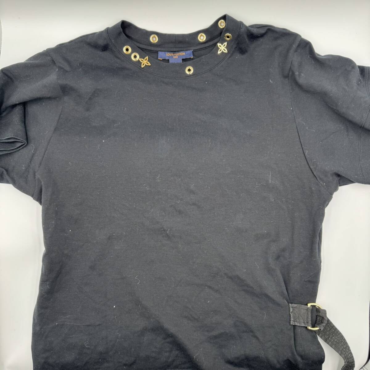 LOUIS VUITTON ルイ・ヴィトン LV サイドストラップ Tシャツ レディース ブラック コットン 2019年 1A4PFF H0003