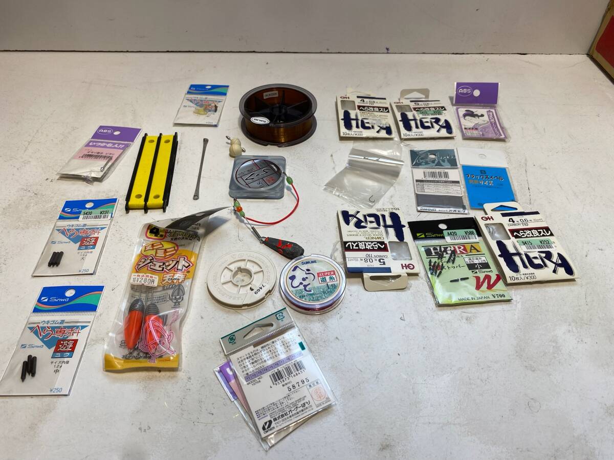 釣り具 小物 仕掛け まとめ へらぶな釣り 針 糸 ウキゴム オモリ 天秤 オーナー サンライン 中古
