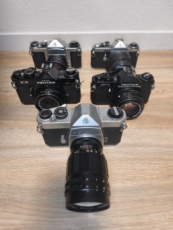 【1円スタートジャンク】PENTAX フィルムカメラ＆レンズ SL/SV/KX/MV1/ME/SMC 55mm/135mm/PENTAX-M 40mm/40-80mm/50mm 計10点セット