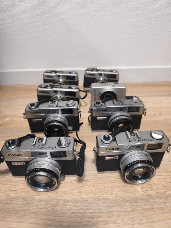 【1円スタートジャンク】フィルムカメラ Canon demi EE17×3/Canonet QL17 G-Ⅲ×3/Canonet QL19 G-Ⅲ×1/DIAL 35×1 計8台セット