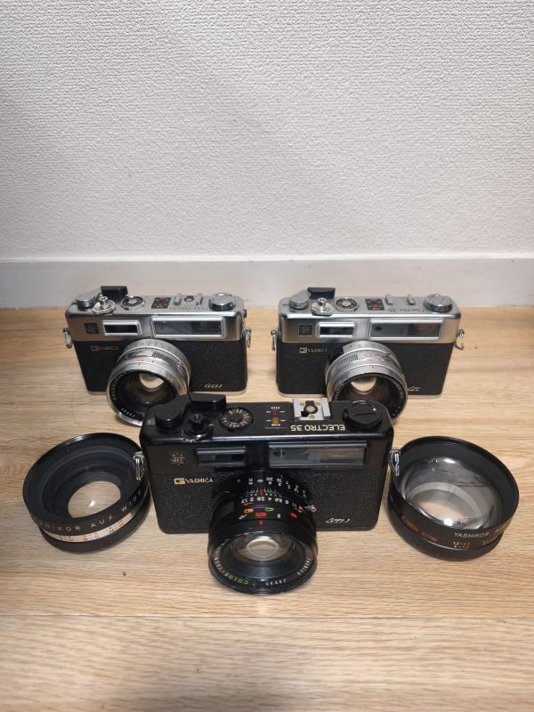 【1円スタートジャンク】YASHICA ヤシカ フィルムカメラ ELECTRO 35 GTN×1/ELECTRO 35 GSN×1/ELECTRO 35 GS×1/レンズ×2 計5点セット