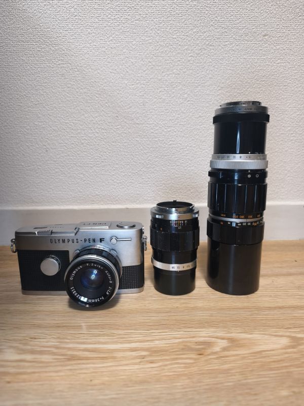 【1円スタートジャンク】OLYMPUS オリンパス フィルムカメラ＆レンズセット PEN FT/38mm f1.8/100mm f3.5/100-200mm f5/シャッターのみ確認