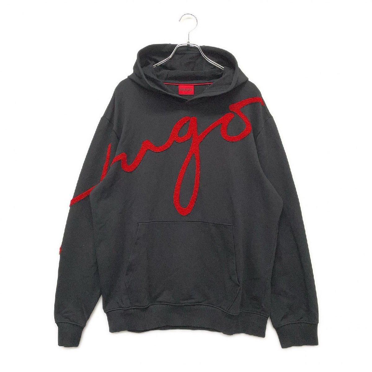 coco 中古 ヒューゴボス HUGO BOSS メンズ パーカー XL 黒 ブラック 長袖 レターパックプラス発送可 K028285