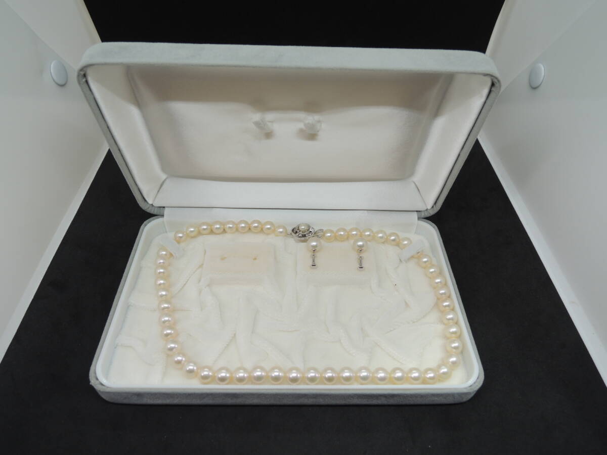 △パール 真珠 シルバー刻印 ネックレス イヤリング K14WG 金具 冠婚葬祭 アクセサリー レディース/管理2211A12-LM0126