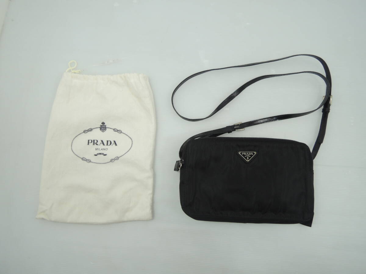 △PRADA プラダ 三角ロゴ テスートナイロン ショルダーバッグ 黒 ユニセックス ファッション小物/管理2080A32-LM0126