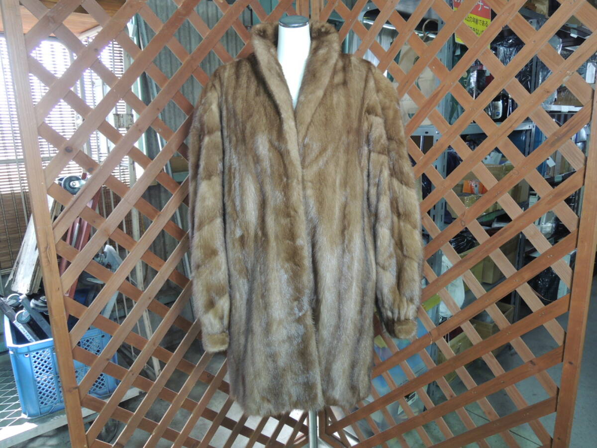 △サガミンク SAGA MINK Superb Quality Ranched Mink 高級毛皮 ミンクロングコート フリーサイズ ブラウン系/管理1587A11-LM0126