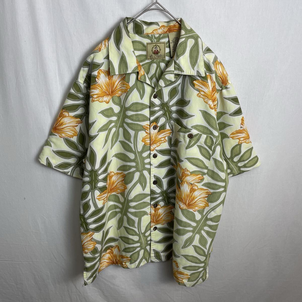 Joe Marlin 半袖アロハシャツ　古着　Lサイズ　オープンカラー