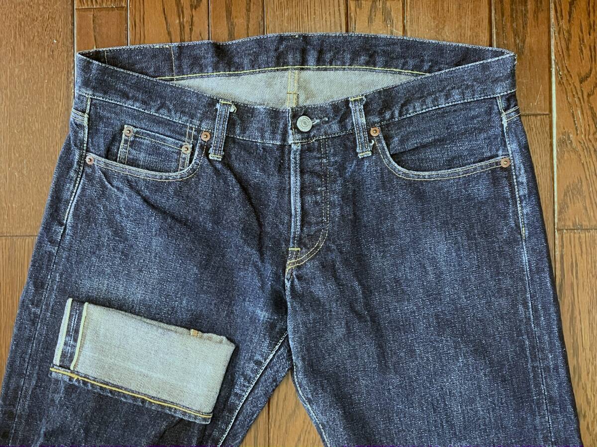 ドゥニーム ＤＥＮＩＭＥ セルビッチ ローライズ ジーンズ ｗ３３ ブルー デニム パンツ ボタンフライ 耳付き ジーパン 日本製
