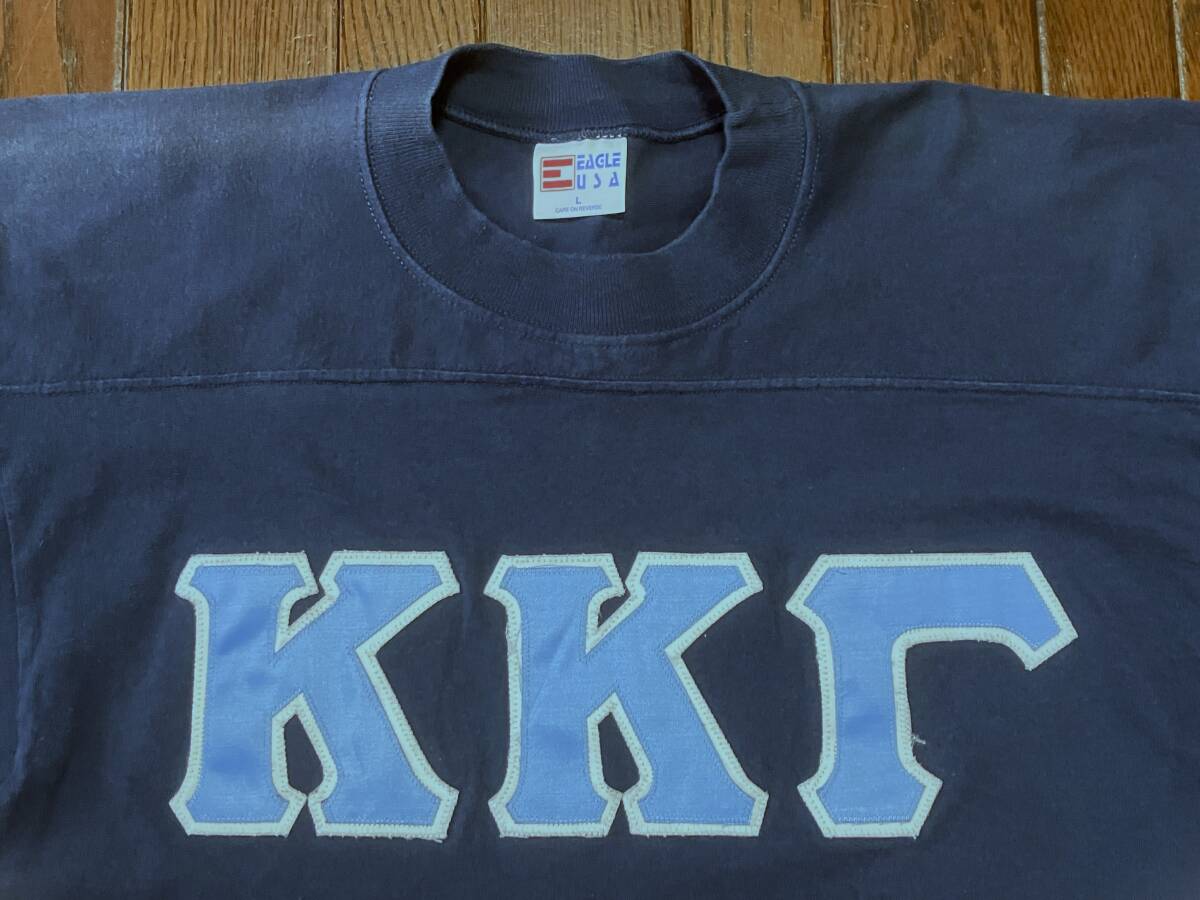 USA製 90s ビンテージ ＥＡＧＬＥ ＵＳＡ フットボール Ｔシャツ Ｌ 紺 ネイビー シングルステッチ 90年代 アメリカ製