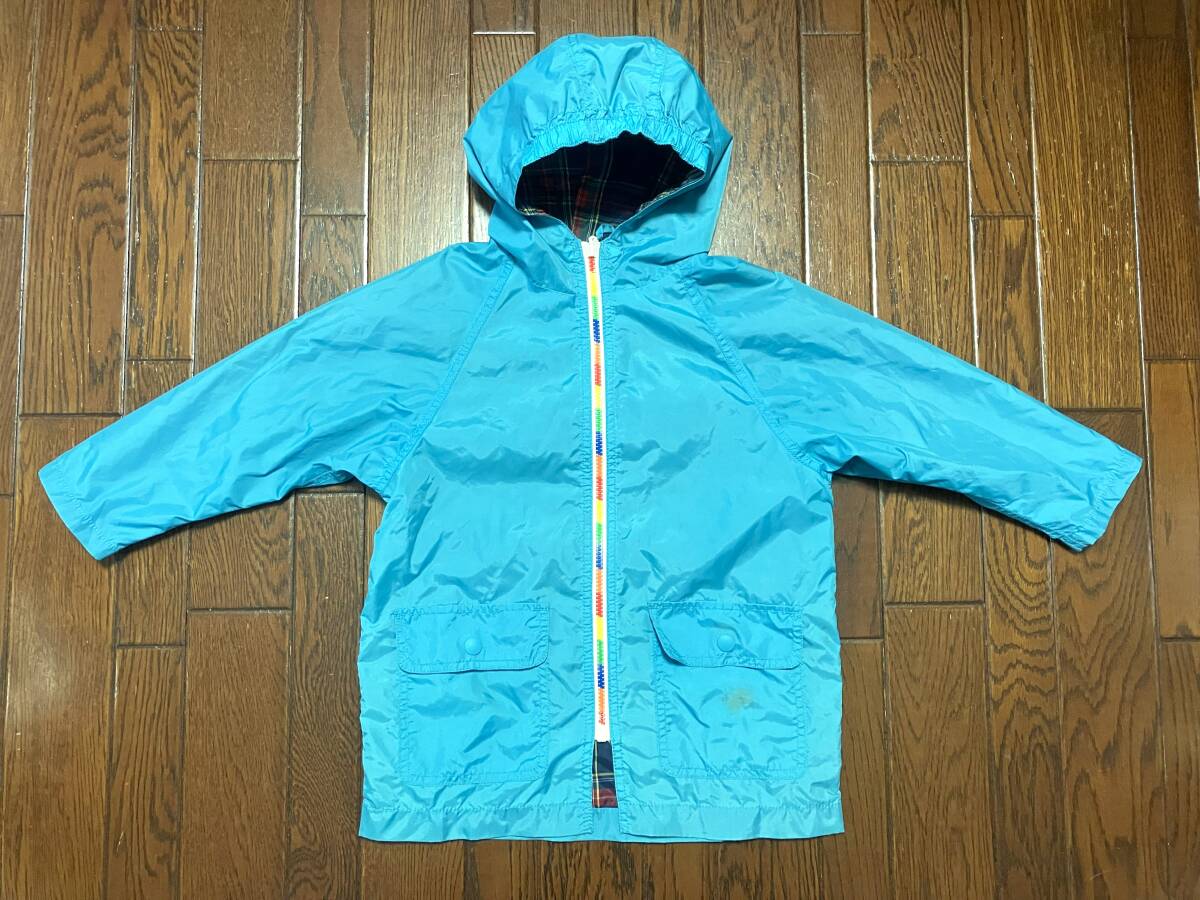 ユナイテッドアローズ UNITED ARROWS キッズ 子供服 ナイロン パーカー 水色 M 110 レインボージッパー 雨合羽 レインジャケット UA