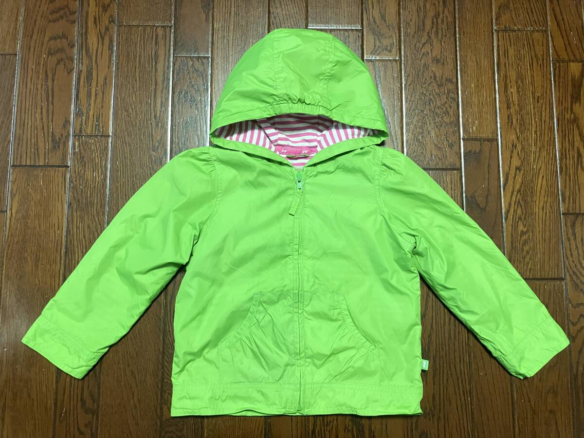 ＧＡＰ ギャップ ユーズド キッズ 子供服 ナイロン パーカー １１０ 黄緑 グリーン 雨合羽 レインジャケット