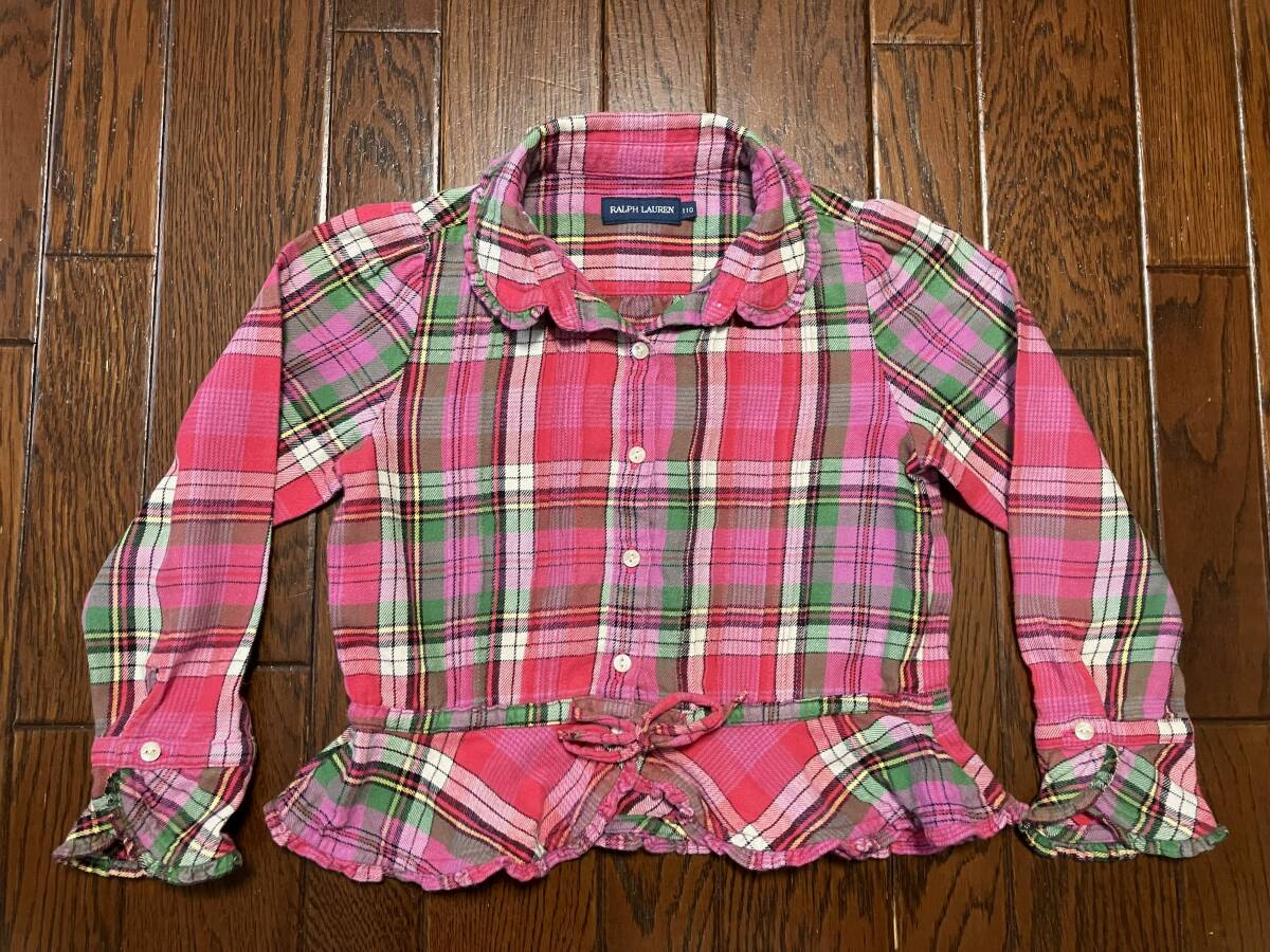 ラルフローレン ＲａｌｐｈＬａｕｒｅｎ キッズ 子供服 ユーズド チェックシャツ １１０ ピンク 日本製