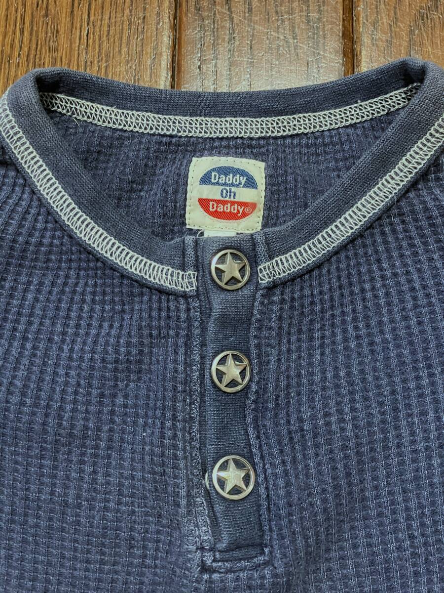 キッズ 子供服 ダディオダディ Daddy Oh Daddy 星ボタン ヘンリーネック 長袖 サーマル １１０ ネイビー 紺 インナー ロンT 日本製