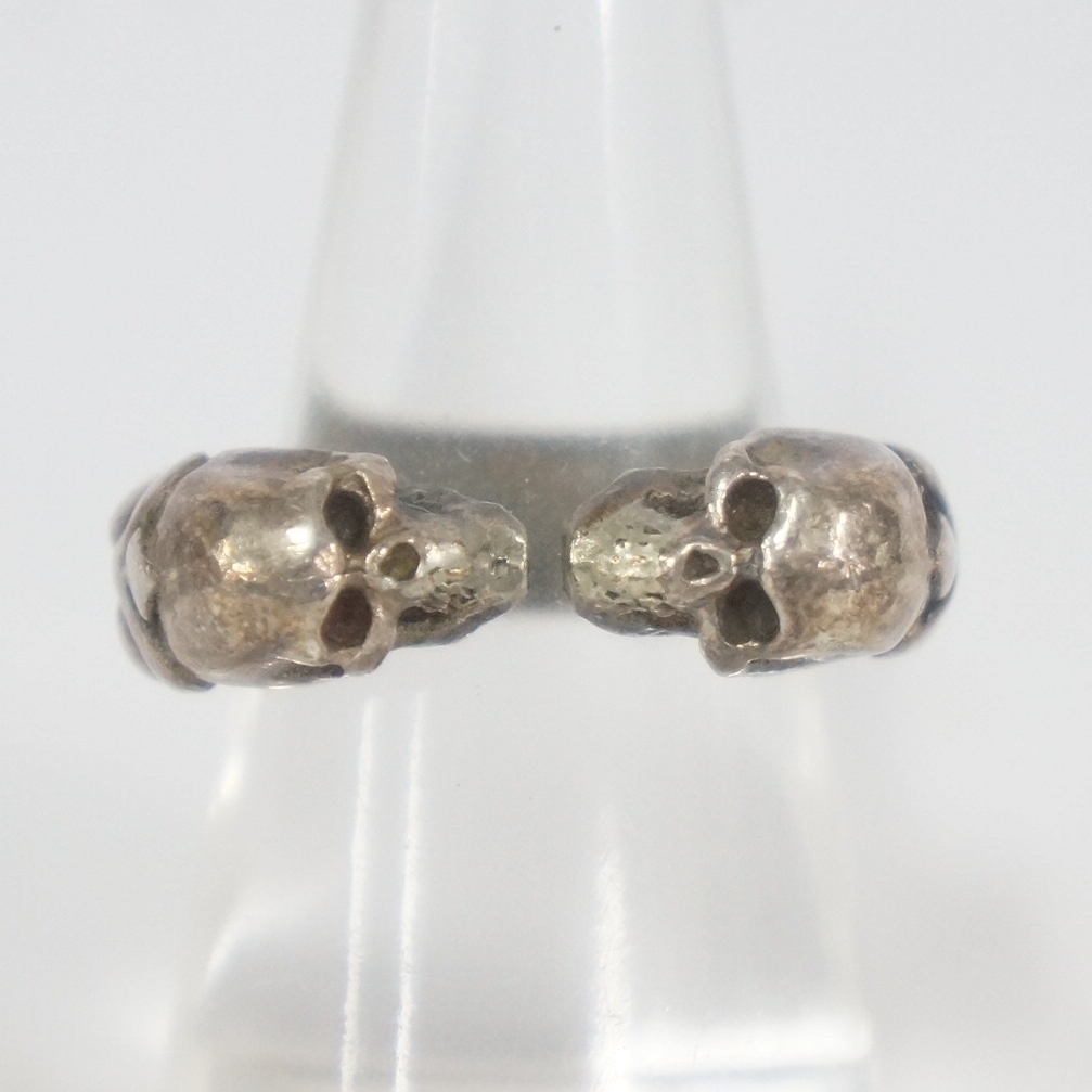 CRAZY PIG クレイジーピッグ TWO SKULLS TUDOR RING 925 総重量:約12.3g リング 約15号 スカル 指輪 アクセサリー 4803282341