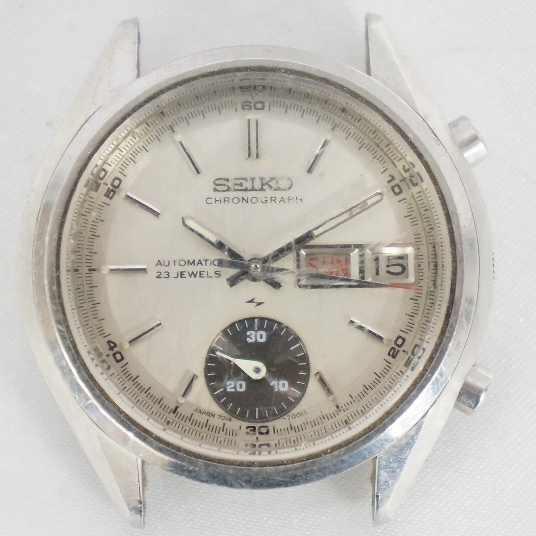 稼働品 SEIKO セイコー CHRONOGRAPH クロノグラフ 23石 7018-7000 デイデイト メンズ 自動巻き 腕時計 フェイスのみ 9703312311