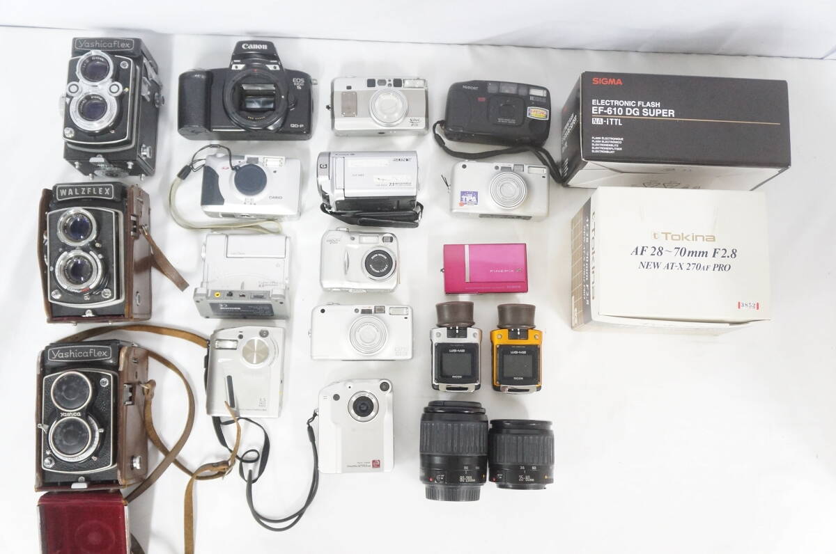 YashicaFlex キャノン カシオ ニコン ペンタックス 等 フィルムカメラ デジタルカメラ レンズ 他 21点 まとめてセット 4803281041