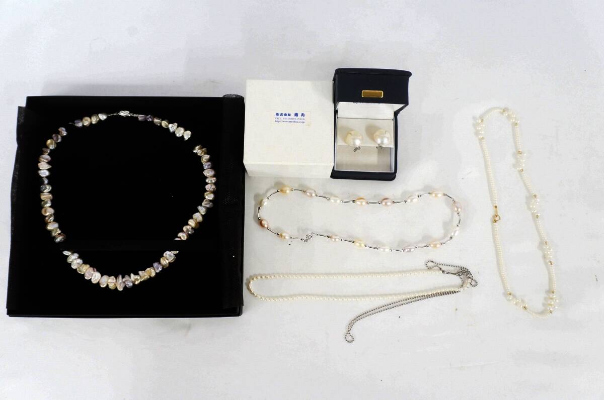 パール 真珠 留め具SILVER 925 14K ネックレス マベパール イヤリング アクセサリー 5点 総重量:約70.3g まとめてセット 4803306011