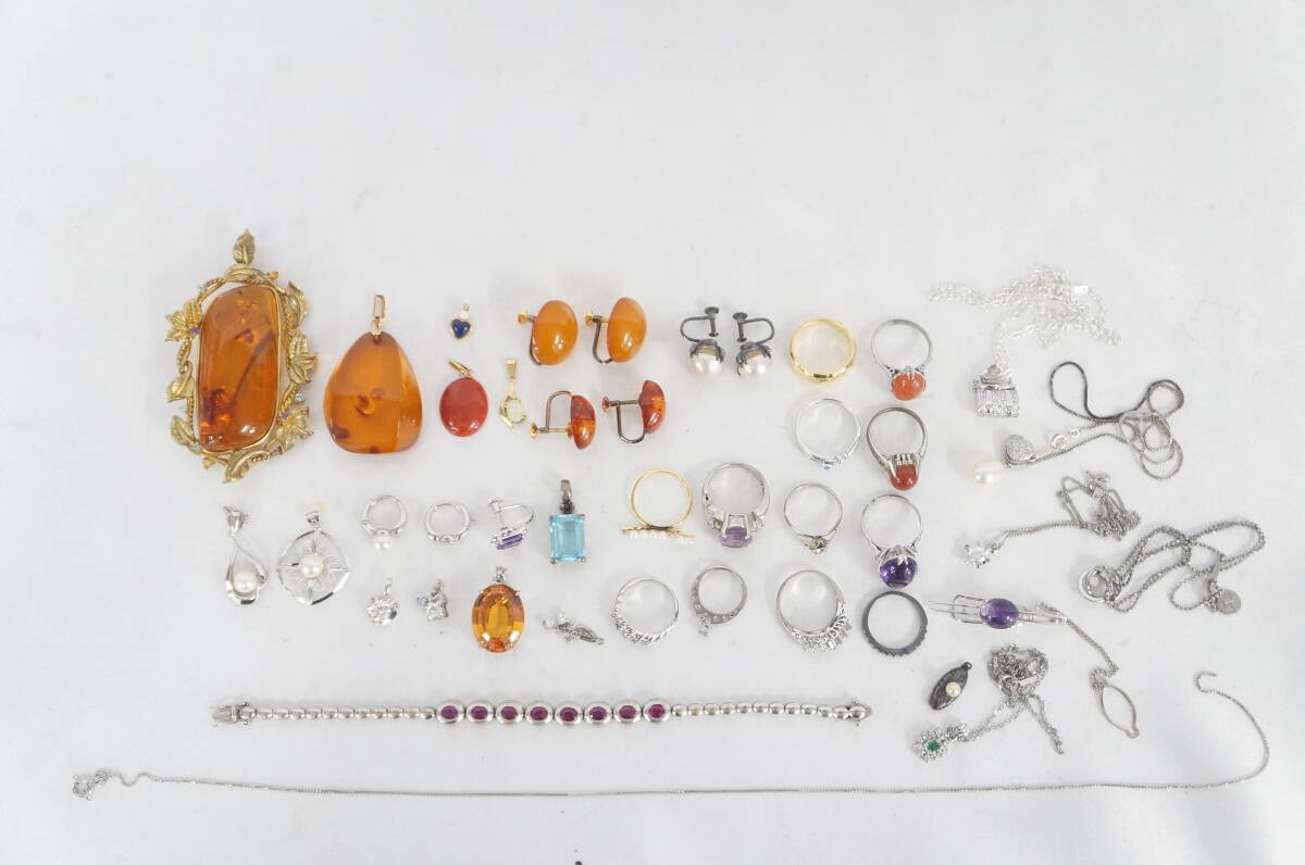 琥珀 ペンダントトップ 等 18K 585 925 SILVER 含む アクセサリー 総重量:約159.7g まとめてセット 4803282341