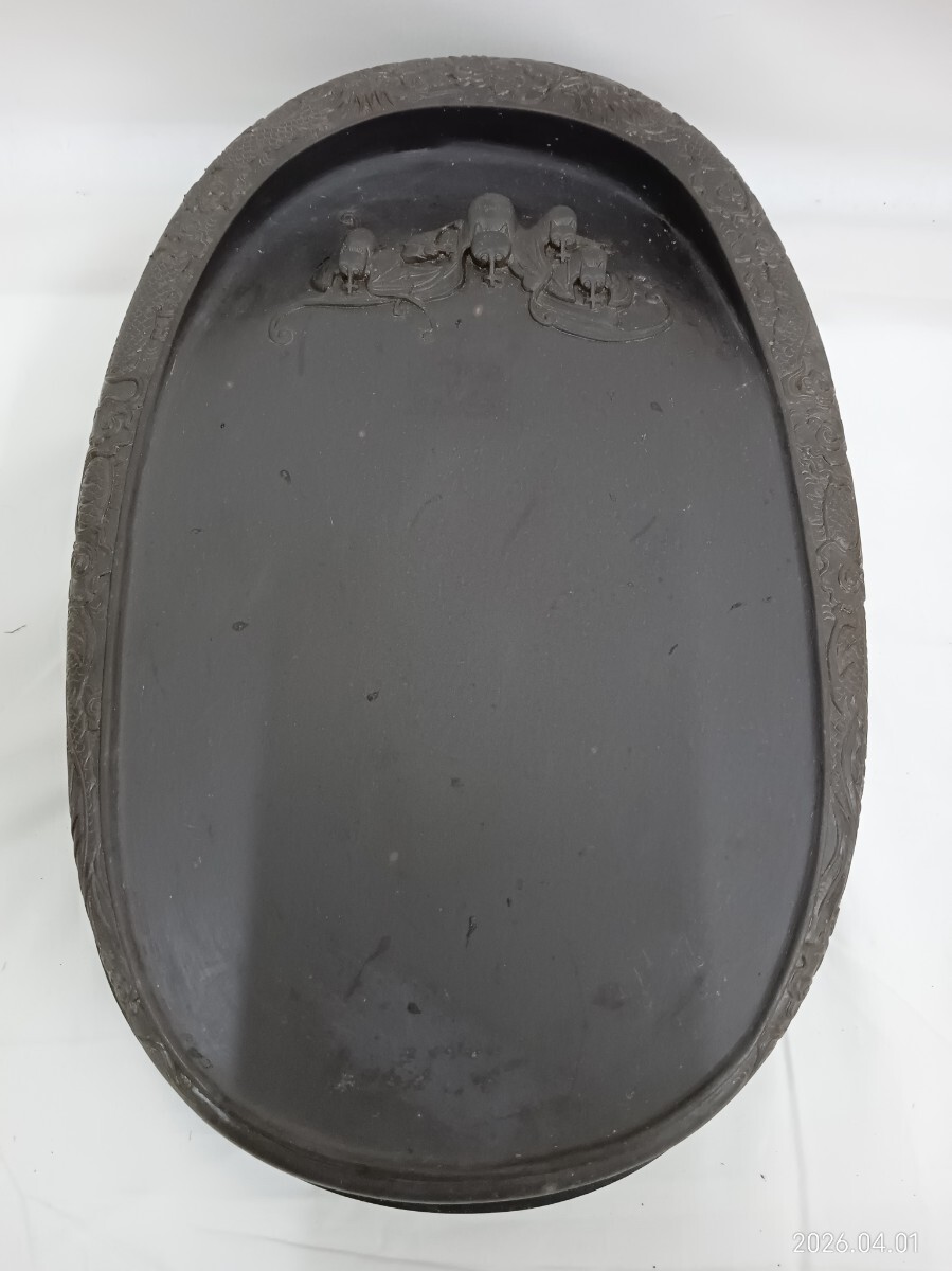 硯　 中国　端渓　端渓硯　ビンテージ　時代物　 書道道具　 書道具　 すずり　 古硯　アンティーク　木箱漆　大型硯