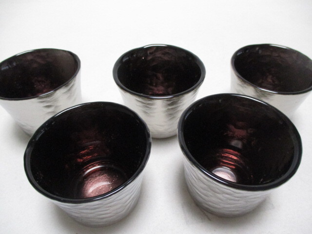 冷酒グラス　5個　/　銀彩　酒器　グラス　盃　ぐいのみ　アウトレット品