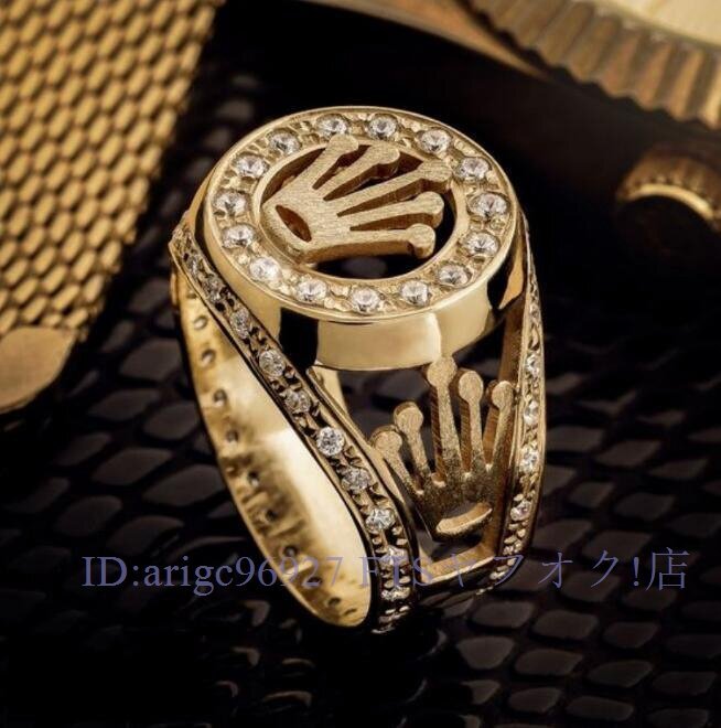 ★新品 上質欧米 ゴールド 王冠 指輪 メンズ リング 透かし彫り 男性へ アクセサリー 豪華6号~13号 選択可 ゴールド