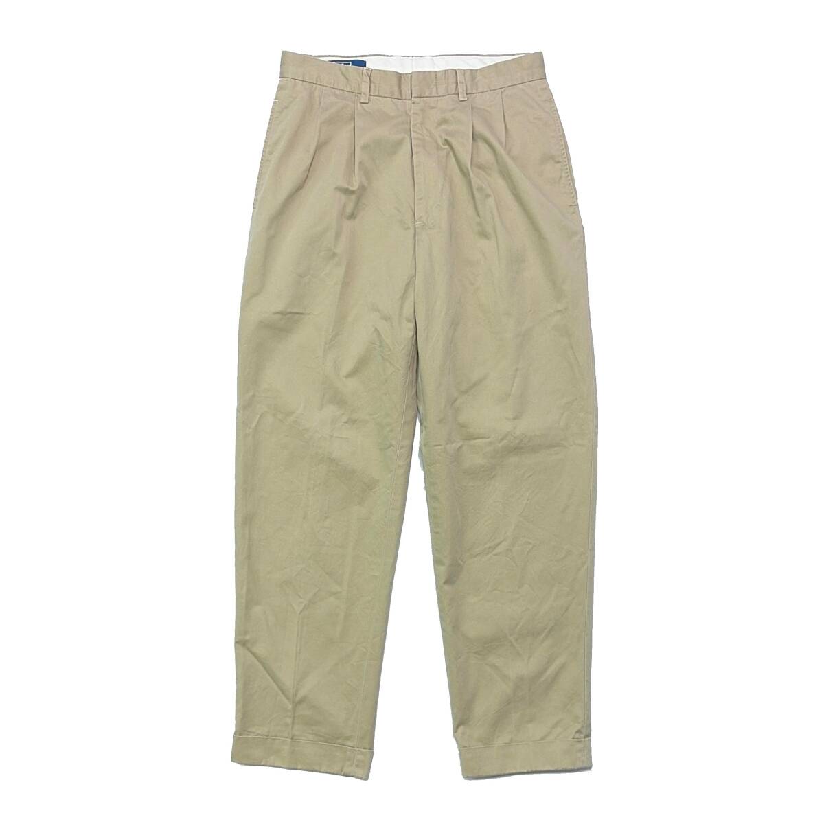 90s POLO RALPH LAUREN ポロ ラルフローレン チノパン パンツ ベージュ ビンテージ 1990年代 古着 W31 L30 ツータック アメカジ bt272
