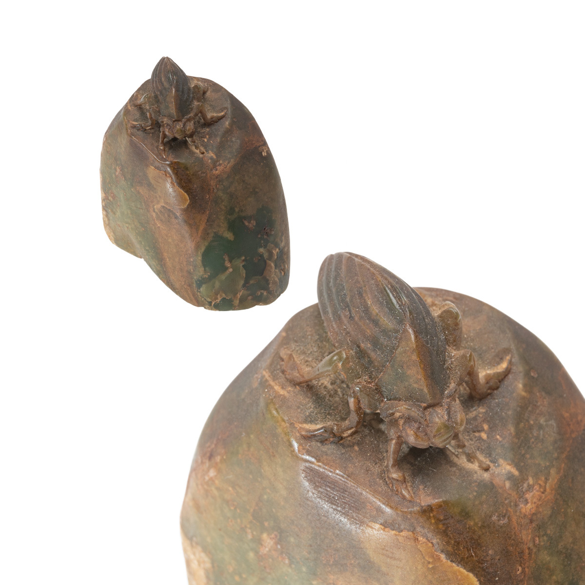 S-950 昆虫彫刻 印材 寿山石系 中国古玩 石材 書道具 5.8×6×3.2cm 185.5g