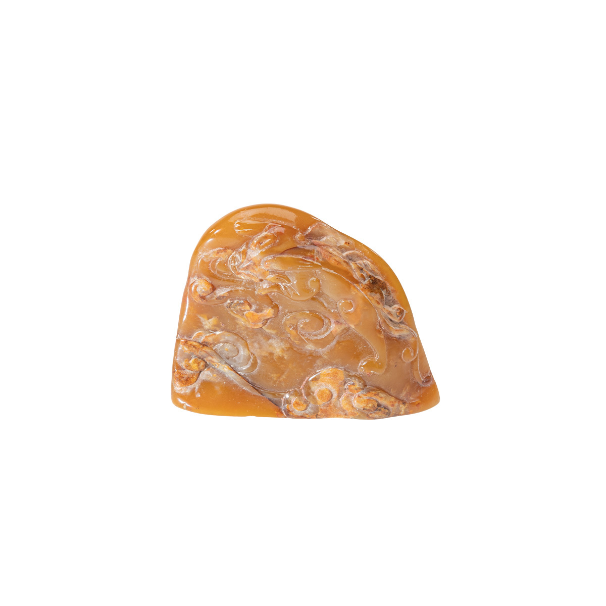 S-953 田黄石系 龍雲彫刻 印材 寿山石系 中国古玩 石材 4.3×3.4×1.3cm 22.7g