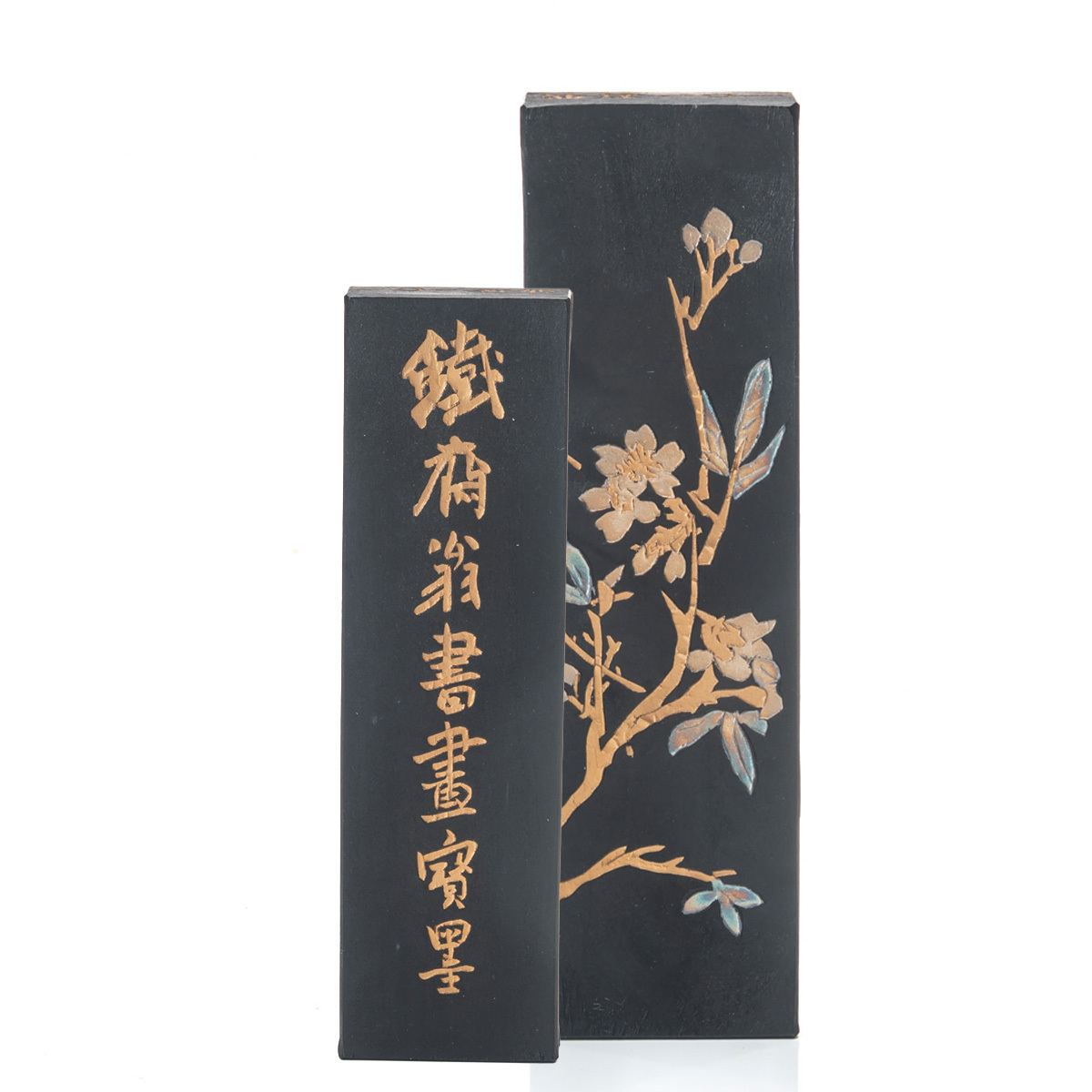 S-958 鐵齋翁書畫寶墨 上海墨厂出品 古墨 書道具 文房四宝 梅花図 13×3×1.5cm 箱付