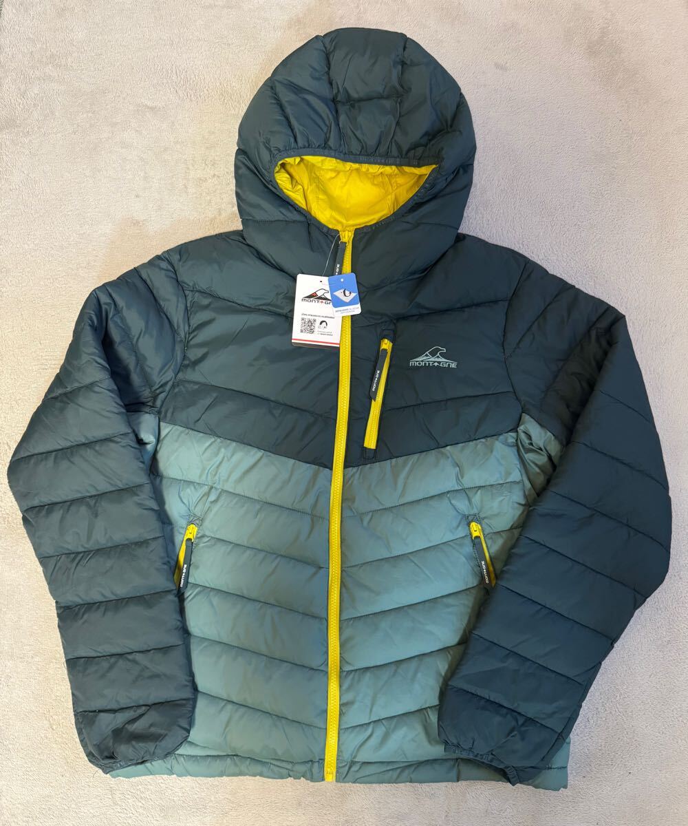 新品！アルゼンチンブランドMONTAGNEモンターニュ CAMPERA ZACK エコダウンジャケットL/NEGRO/DEEP SEA