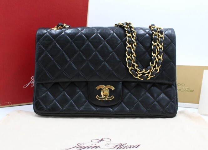 【希少ヴィンテージ 一点物】CHANEL シャネル マトラッセ 黒 カーフ ダブルフラップ ターンロック 十仁プラザ ヴィンテージ