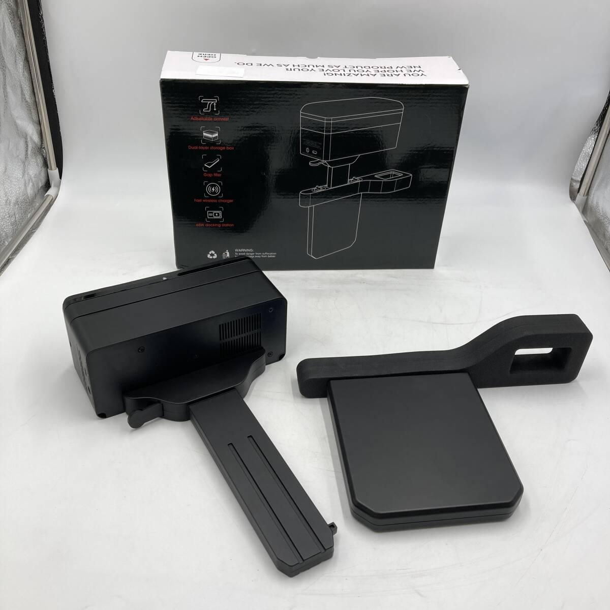【通電確認済】隙間アームレスト 車 肘掛け ワイヤレス充電 2層式収納 隙間クッション シートサイド 車用アームレスト/Y40387-I1