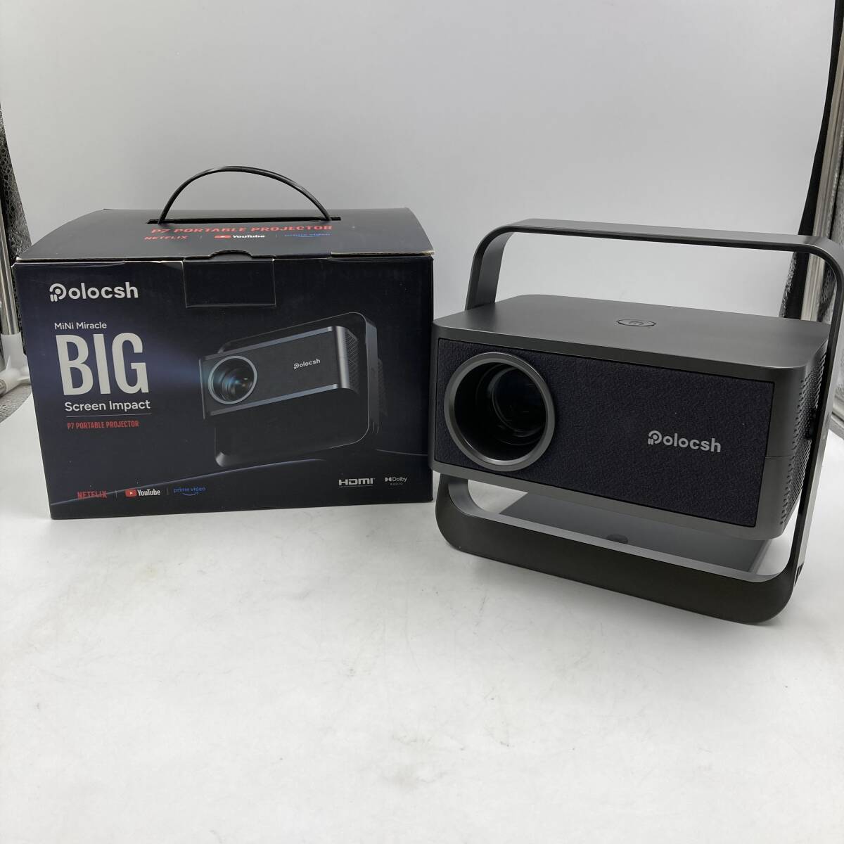 【通電確認済】Polocsh プロジェクター 家庭用 1080P 4K対応 フル 天井投影プロジェクター/Y40850-E2