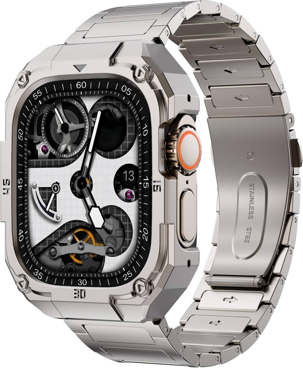 CAGOS for Apple Watch バンド44mm 保護ケースベルト 一体型アップルウォッチ 交換用 Apple Watch Series 4/5/6/SE1/2に対応/Y32764-L2