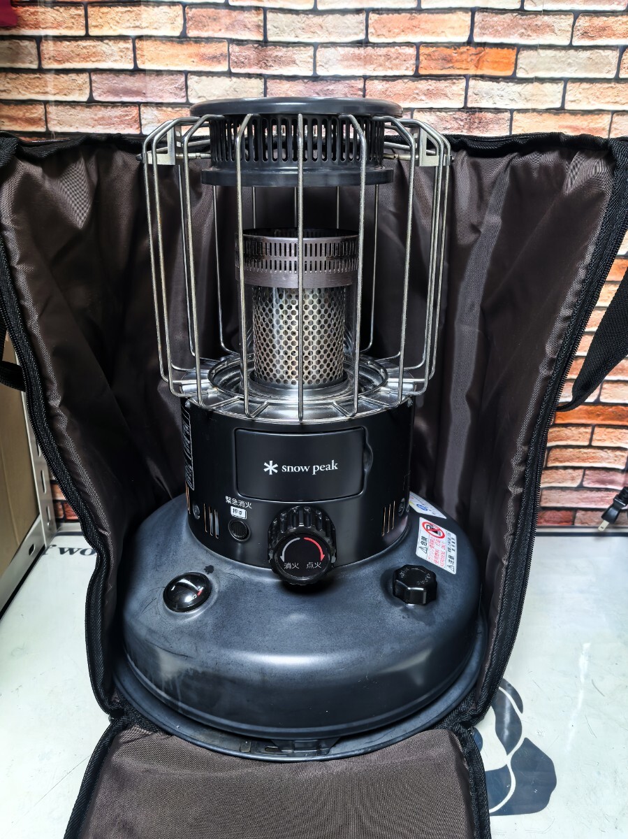 着火OK! スノーピーク グローストーブ KH-100BK 21年製 自動通気形開放式石油ストーブ 全長(約)直径36×H49㎝ 。中古現状。動作確認品