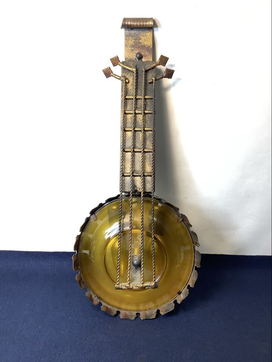 バンジョー型 アンティーク インテリア ライト ヴィンテージ ランプ 重量約2.7kg 弦楽器 FRANCE 17 動作未確認 ジャンク品 HI041001